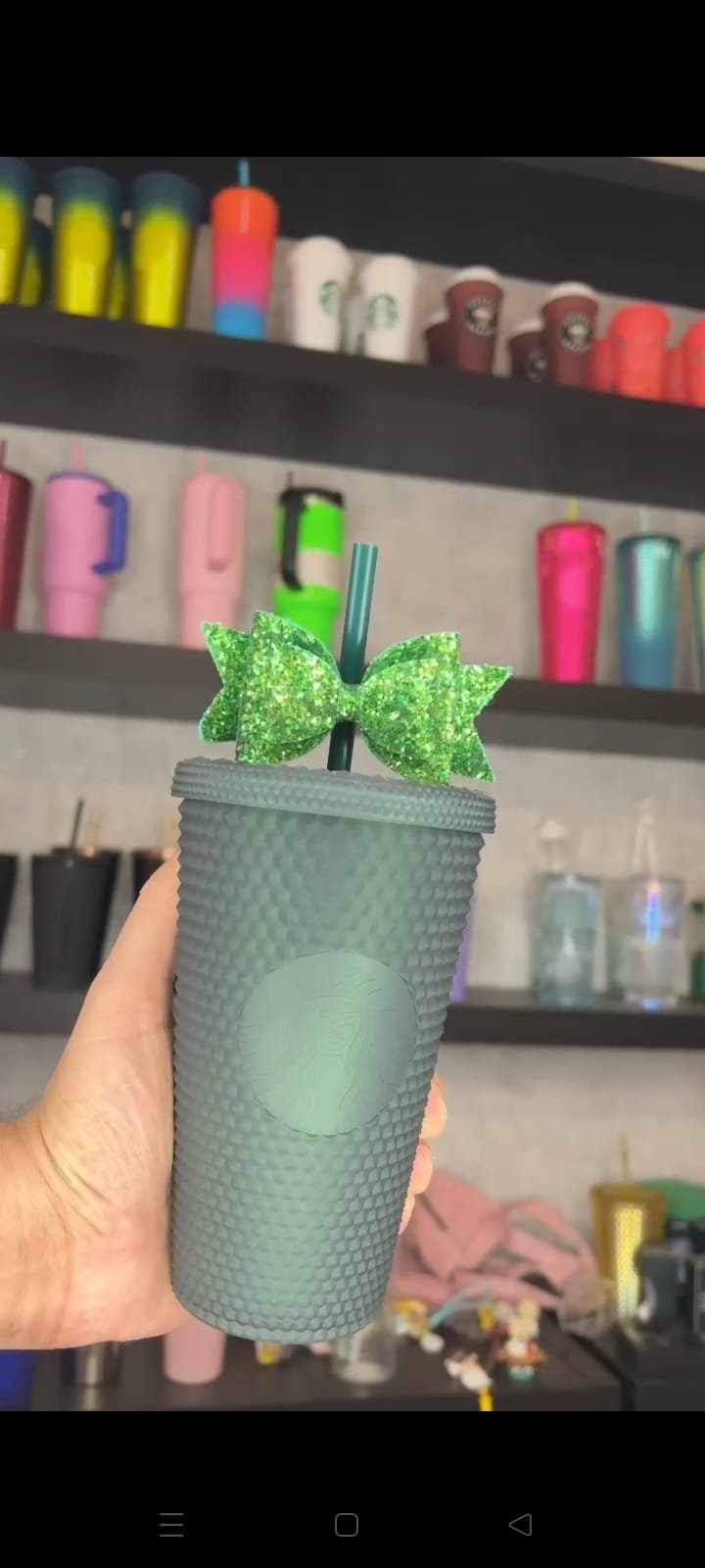 green cold cup from Starbucks