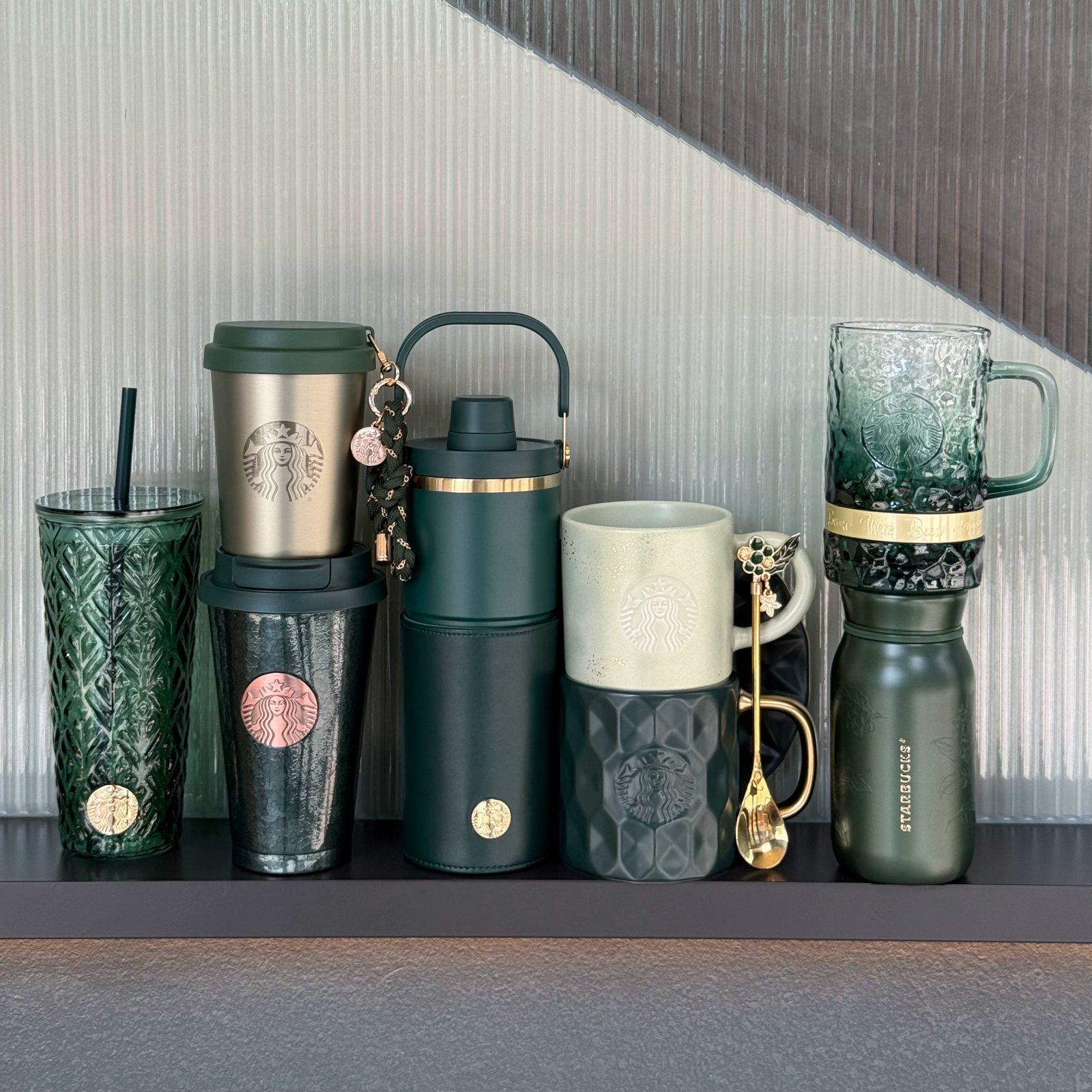 Starbucks mug, dark green with a glossy finish