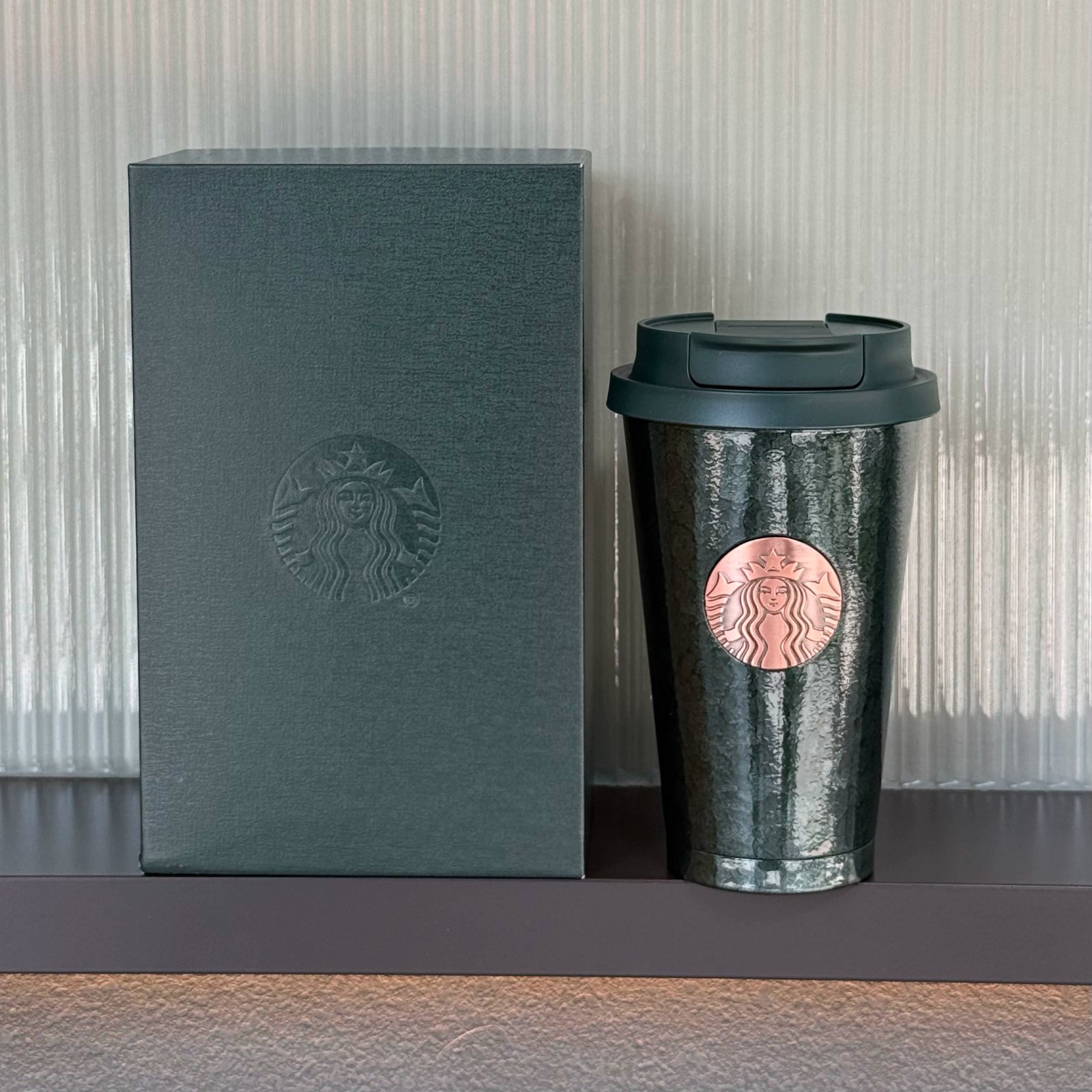 400ml Dark Green Glossy Stainless Steel Mug Gift Set, Original Price 249