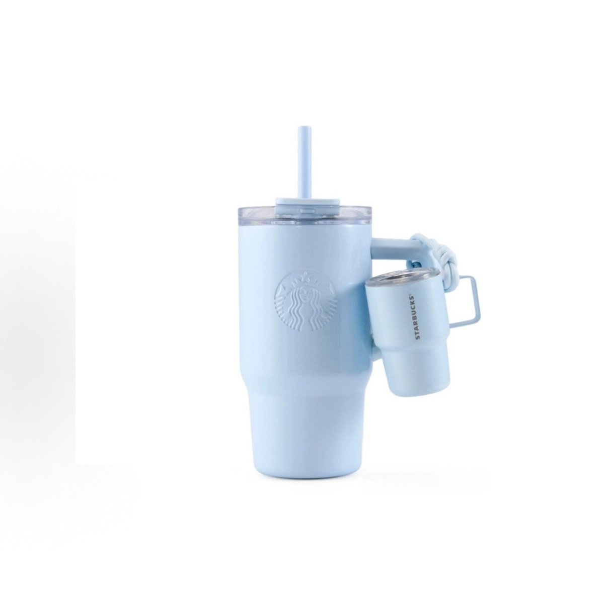 615ml Blue Stainless Steel Double Drinking Cup with Mini Cup Charm