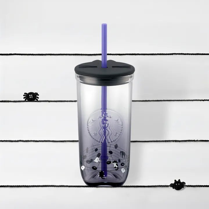 Spooky Meowchestra Sheet Regrind Glass Cold Cup 16oz