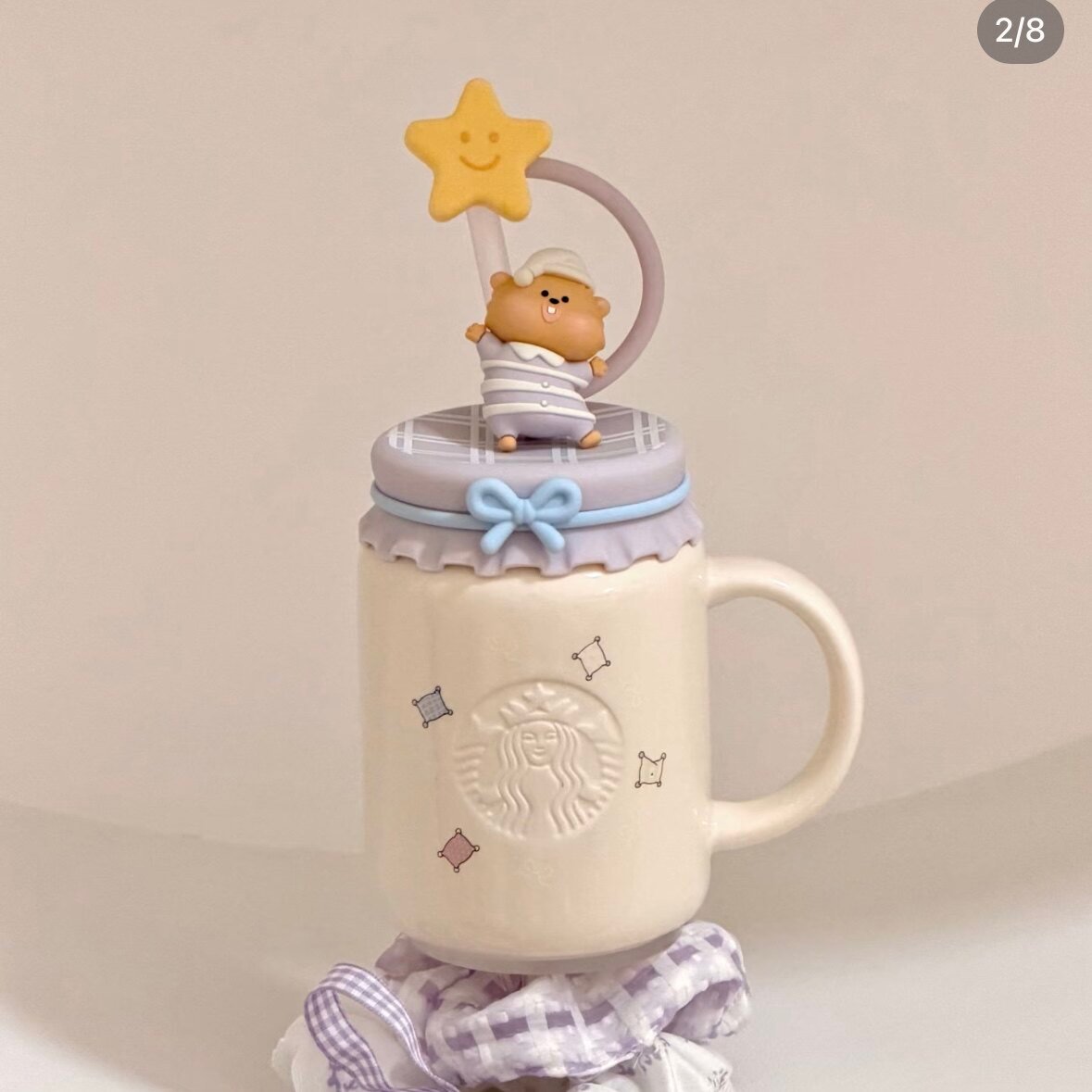 Limited-time special offer on 384ml ceramic mug with straws