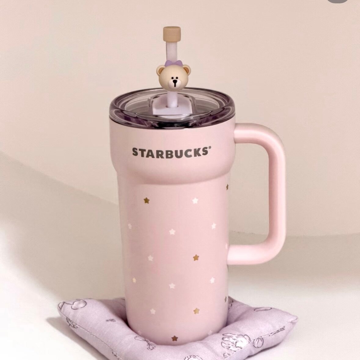 670ml polka dot stainless steel straw cup