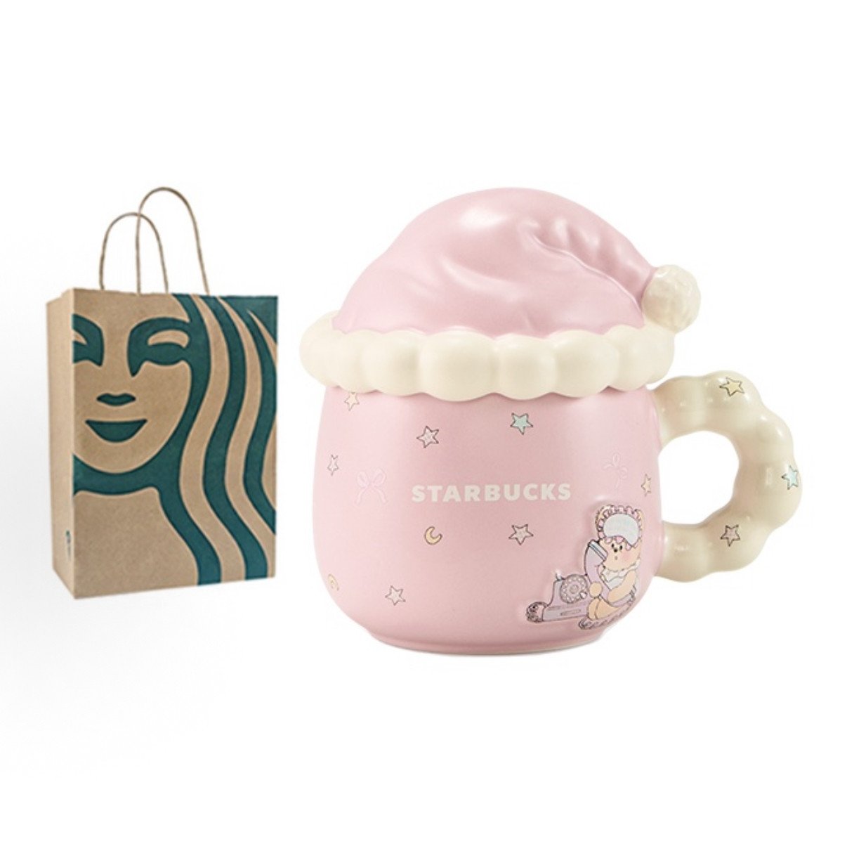  278ml Starry Night Sweet Dream Party Mug with Sleeping Cap Ceramic Lid