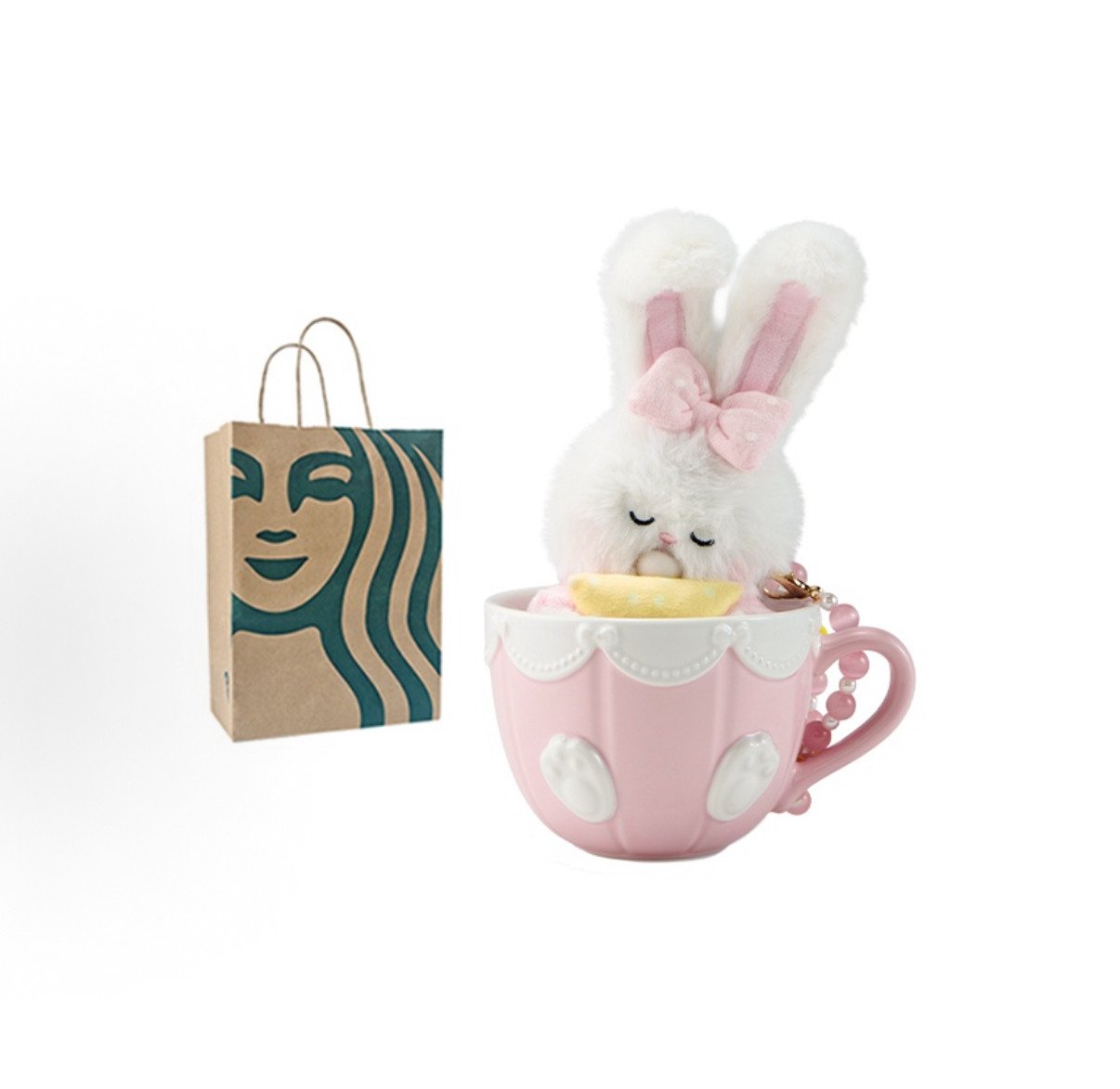 315ml Starry Night Sweet Dream Party Fan Mug with Plush Bunny Keychain