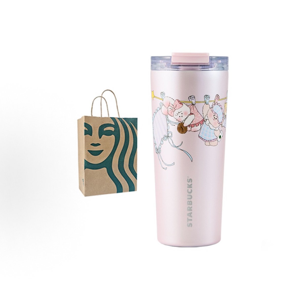 680ml Starry Night Sweet Dream Party Pink Double-Spouted Stainless Steel Desktop Mug