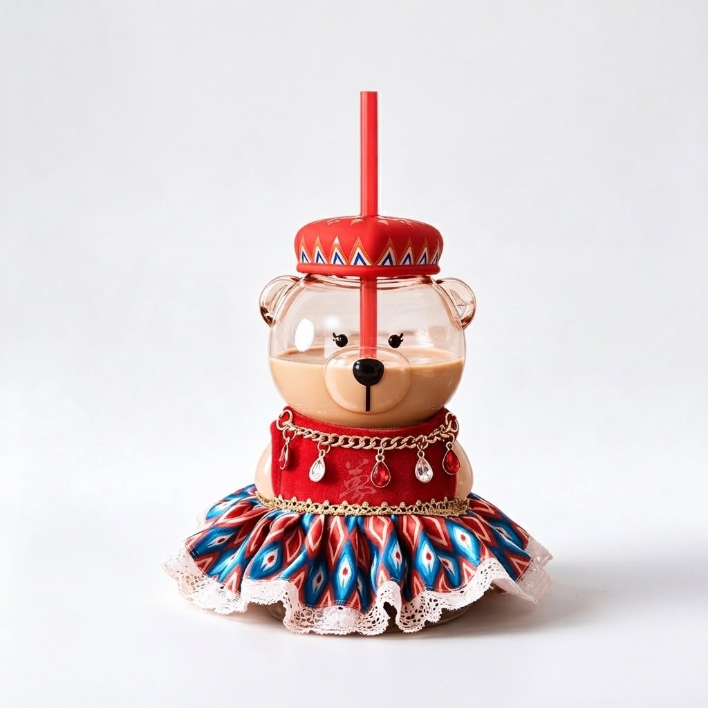 Starbucks Starbucks ZHAO series Xinjiang - 460ml Starbucks Collection Dancing Bear Store Manager Glass Straw Cup