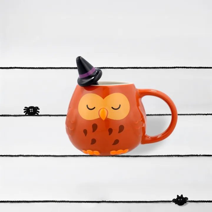 Owl Mug with Stirrer Ceramic Mug 12oz App