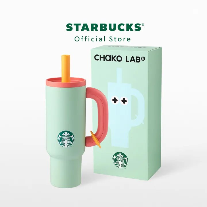Starbucks Stainless Steel Green Mint & Coral Pink Cold Cup 37.2oz